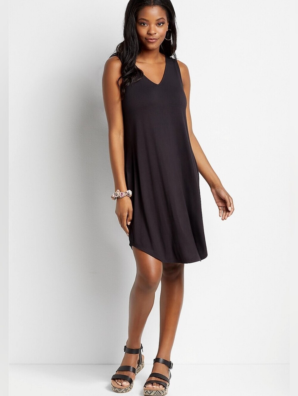 Maurices 24/7 Double V-Neck Sleeveless Dress Sz M